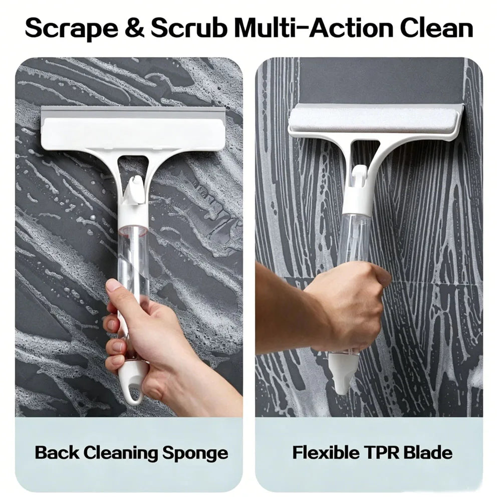 3-in-1 multifunctional glass wiper with spray bottle to clean the floor and scrub household car cleaning tools.