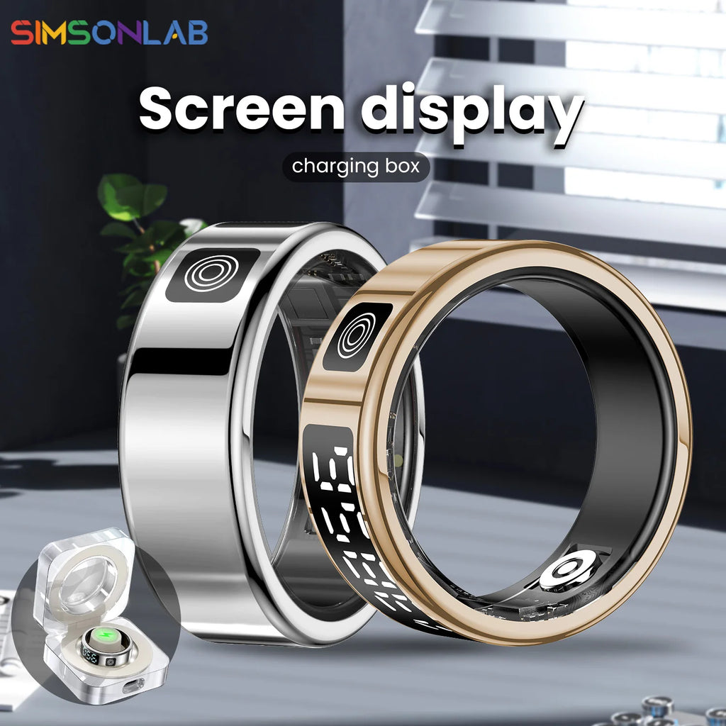 Smart Ring SR08 with LED Display & Charging Case – Sleep & Fitness Tracker