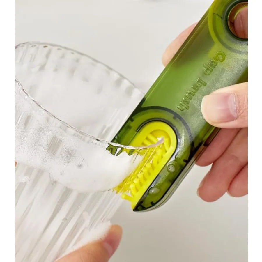 3/6PC Multifunctional 3 In 1 Cup Cleaning Brushes Rotatable Cup Mouth Brush Bottle Cap Brush Household Groove Gap Cleaning Brush