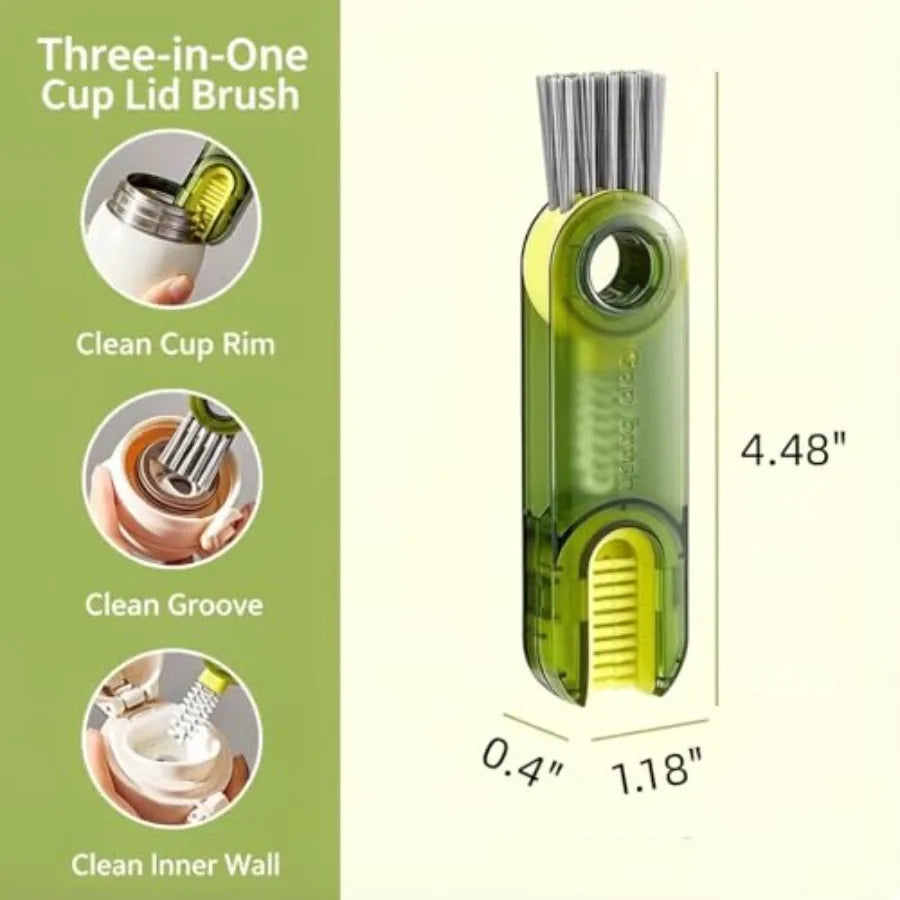 3/6PC Multifunctional 3 In 1 Cup Cleaning Brushes Rotatable Cup Mouth Brush Bottle Cap Brush Household Groove Gap Cleaning Brush