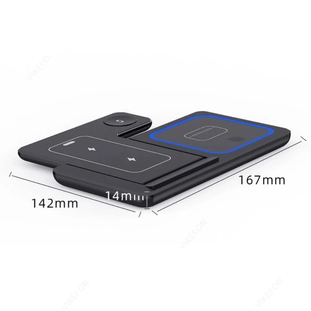 3-in-1 Foldable Wireless Charging Station for iPhone, Samsung Galaxy & AirPods – 15W Fast Charging Stand