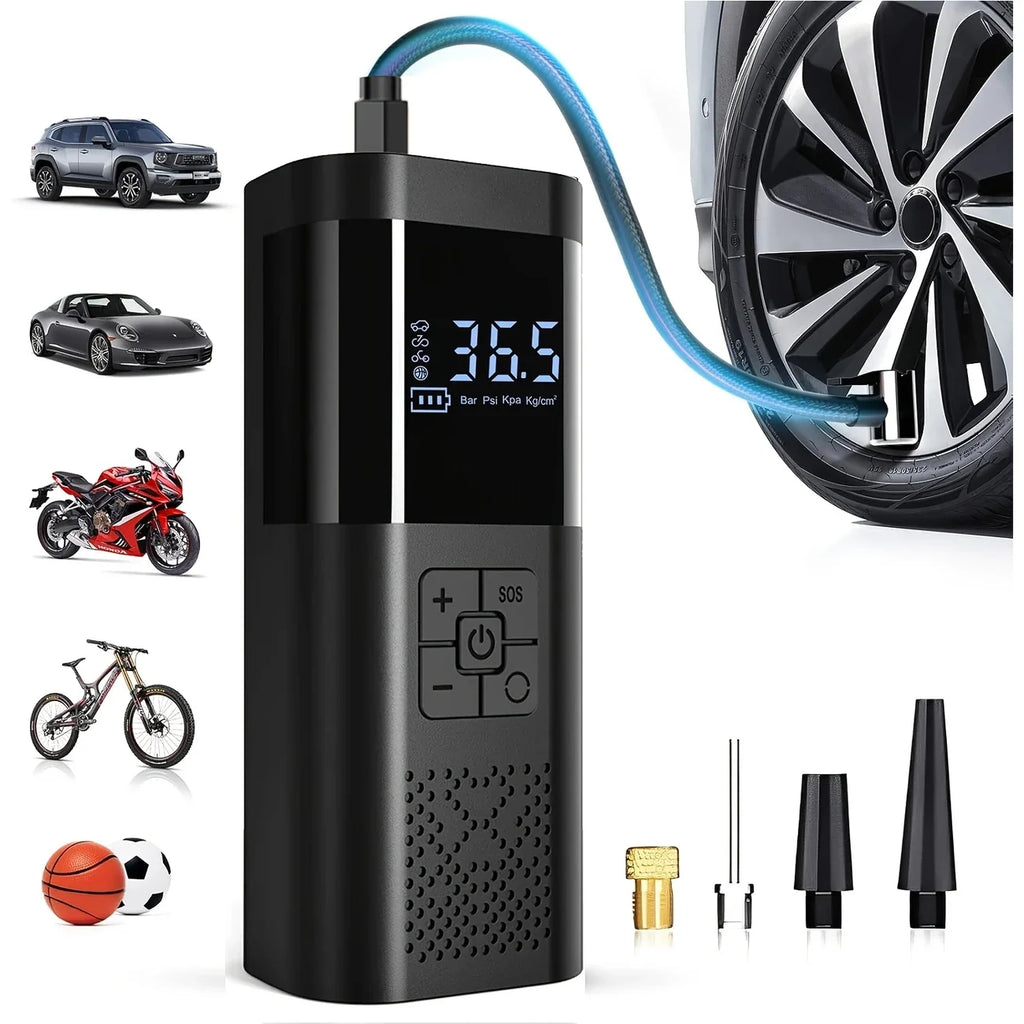 Cordless Tire Inflator 150PSI – Digital Portable Air Compressor for Car & Bike