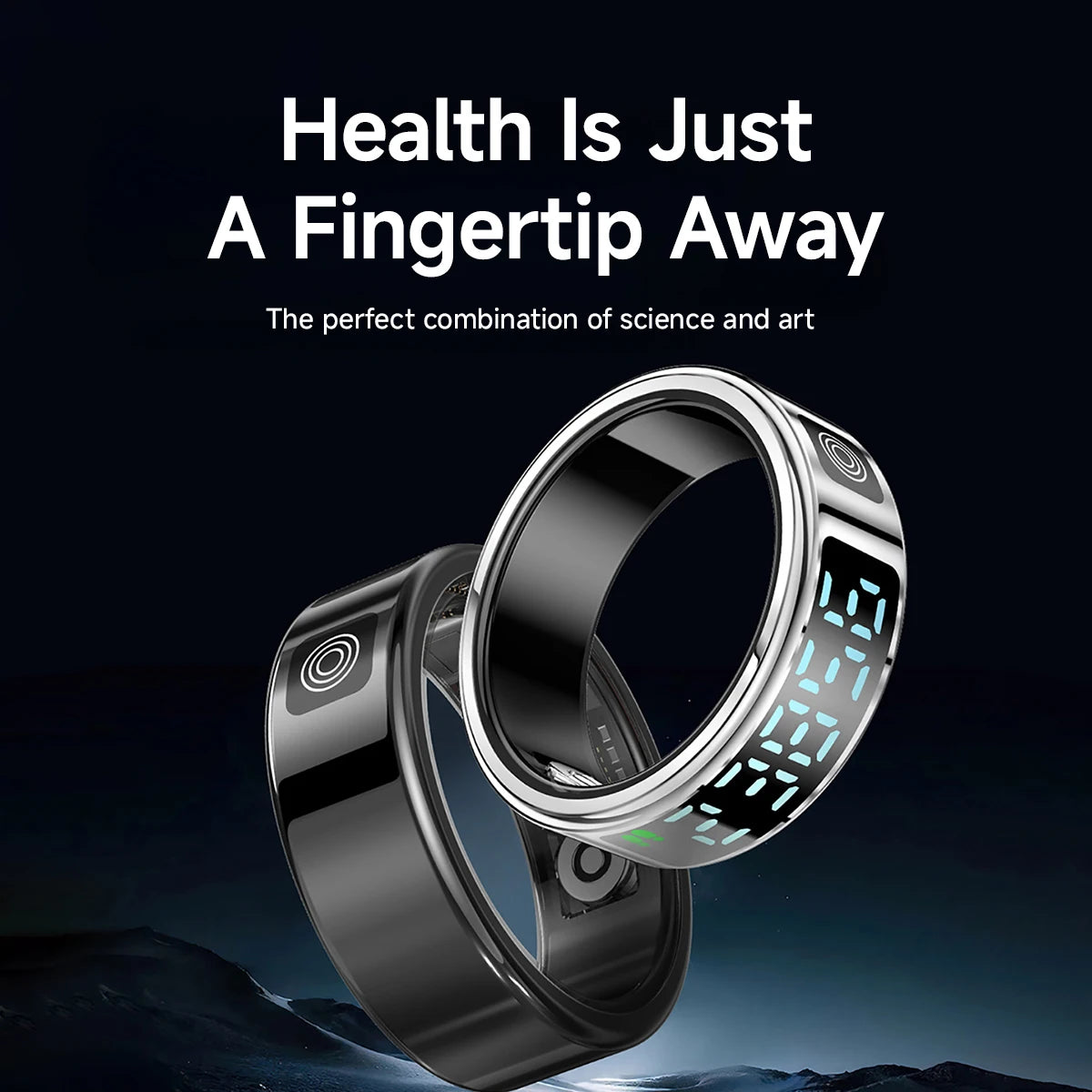Smart Ring SR08 with LED Display & Charging Case – Sleep & Fitness Tracker