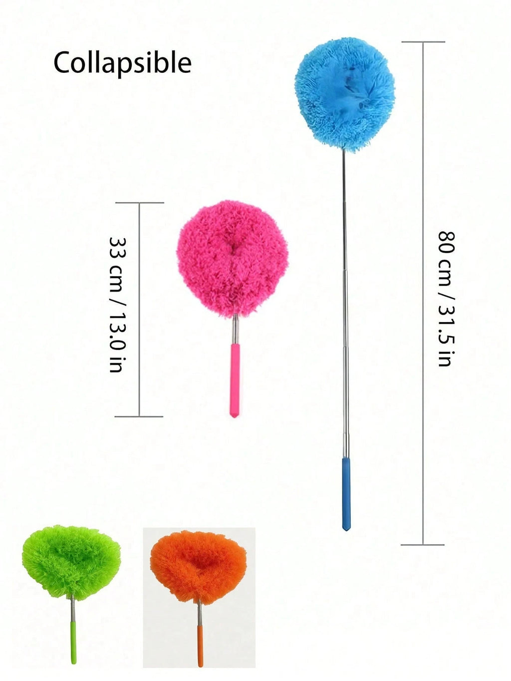 Microfiber Ceiling Fan Duster - Reusable Household Cleaning Tool for Ceilings Kitchens Bedrooms Bathrooms Furniture & Car Interiors