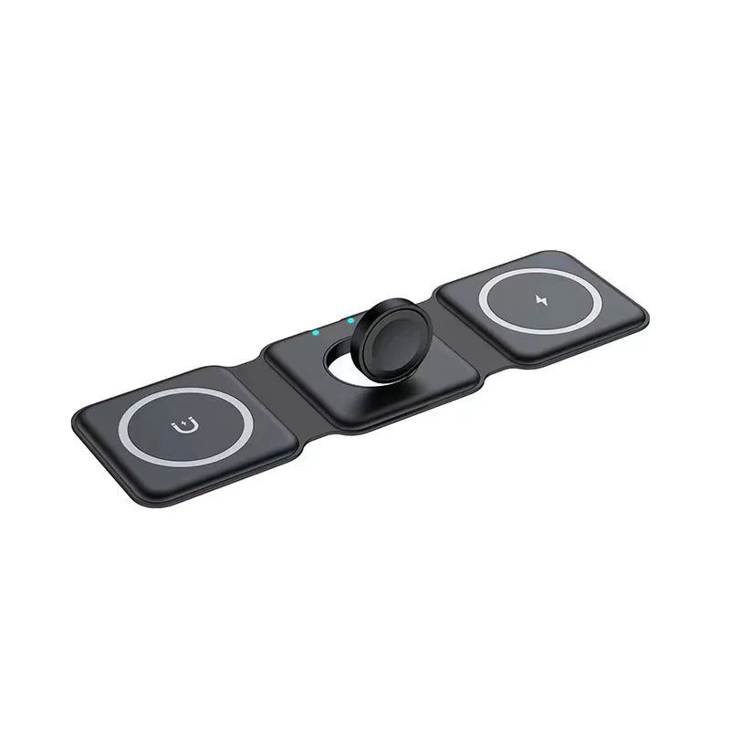 3-in-1 Foldable Magnetic Charging Station — Fast Wireless Charger for Phone, Earbuds & Watch