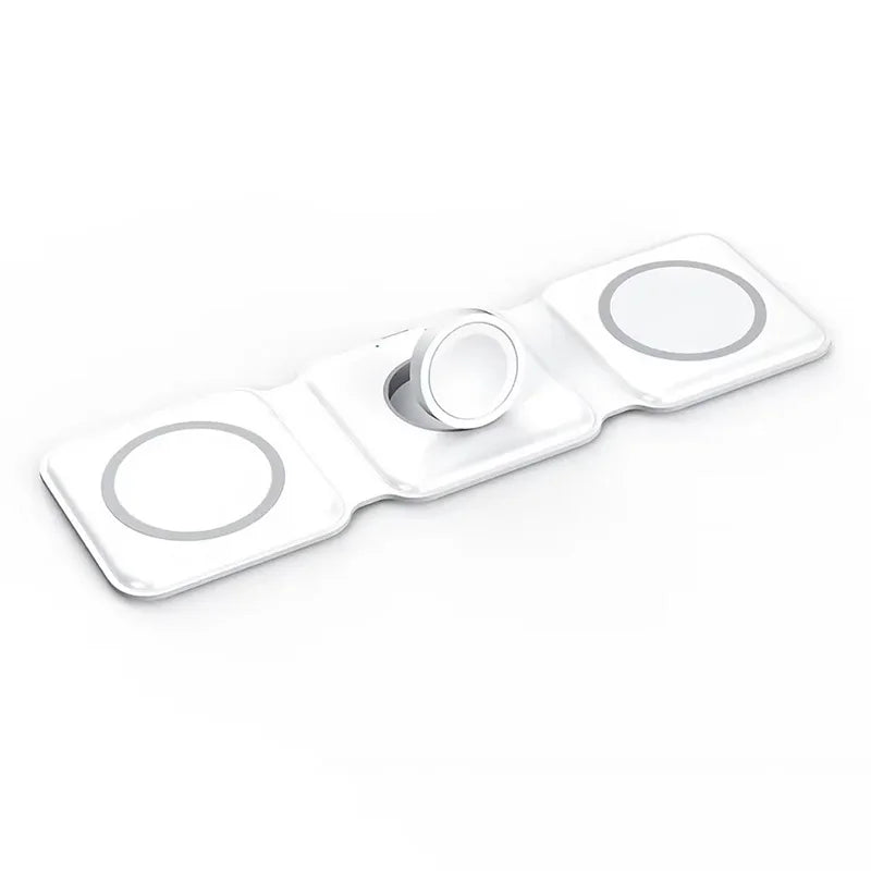 3-in-1 Foldable Magnetic Charging Station — Fast Wireless Charger for Phone, Earbuds & Watch