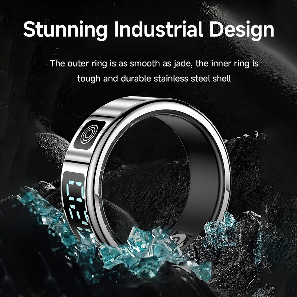 Smart Ring SR08 with LED Display & Charging Case – Sleep & Fitness Tracker