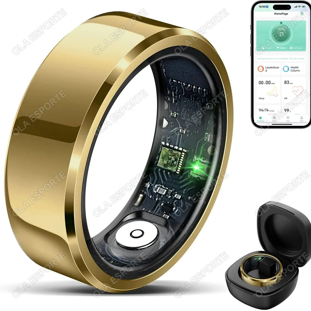 Smart Ring with Blood Pressure, Heart Rate & Sleep Tracker – IP68 5ATM