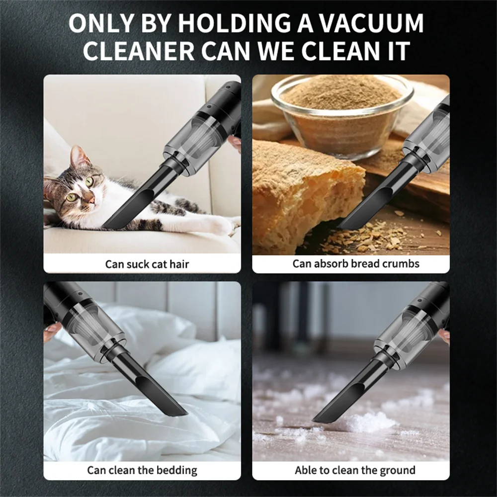 ZyraGear Cordless Handheld Car Vacuum & Air Duster – USB-C, 5-in-1