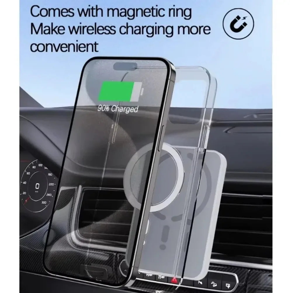 Magnetic Wireless Car Phone Mount – MagSafe Compatible, Air Vent, Fast Charging