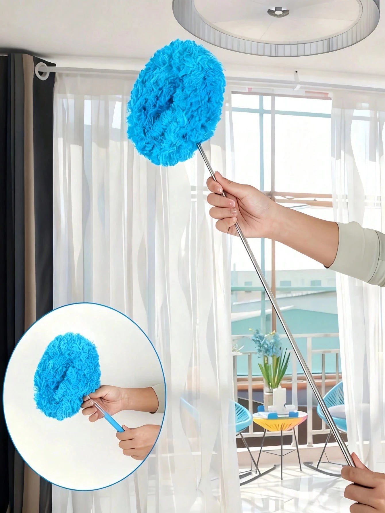 Microfiber Ceiling Fan Duster - Reusable Household Cleaning Tool for Ceilings Kitchens Bedrooms Bathrooms Furniture & Car Interiors