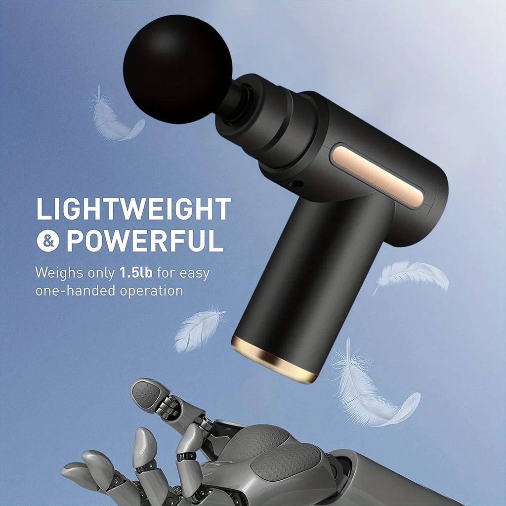 Percussion Massage Gun with LED Touch Screen – 4 Interchangeable Heads