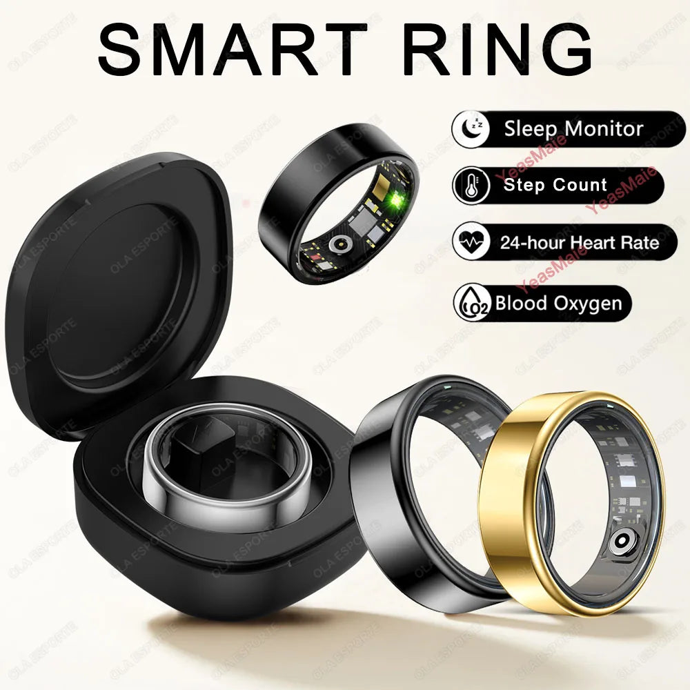 Unisex Smart Ring – Heart Rate, SpO2 & Sleep Monitor, Titanium Alloy IP68