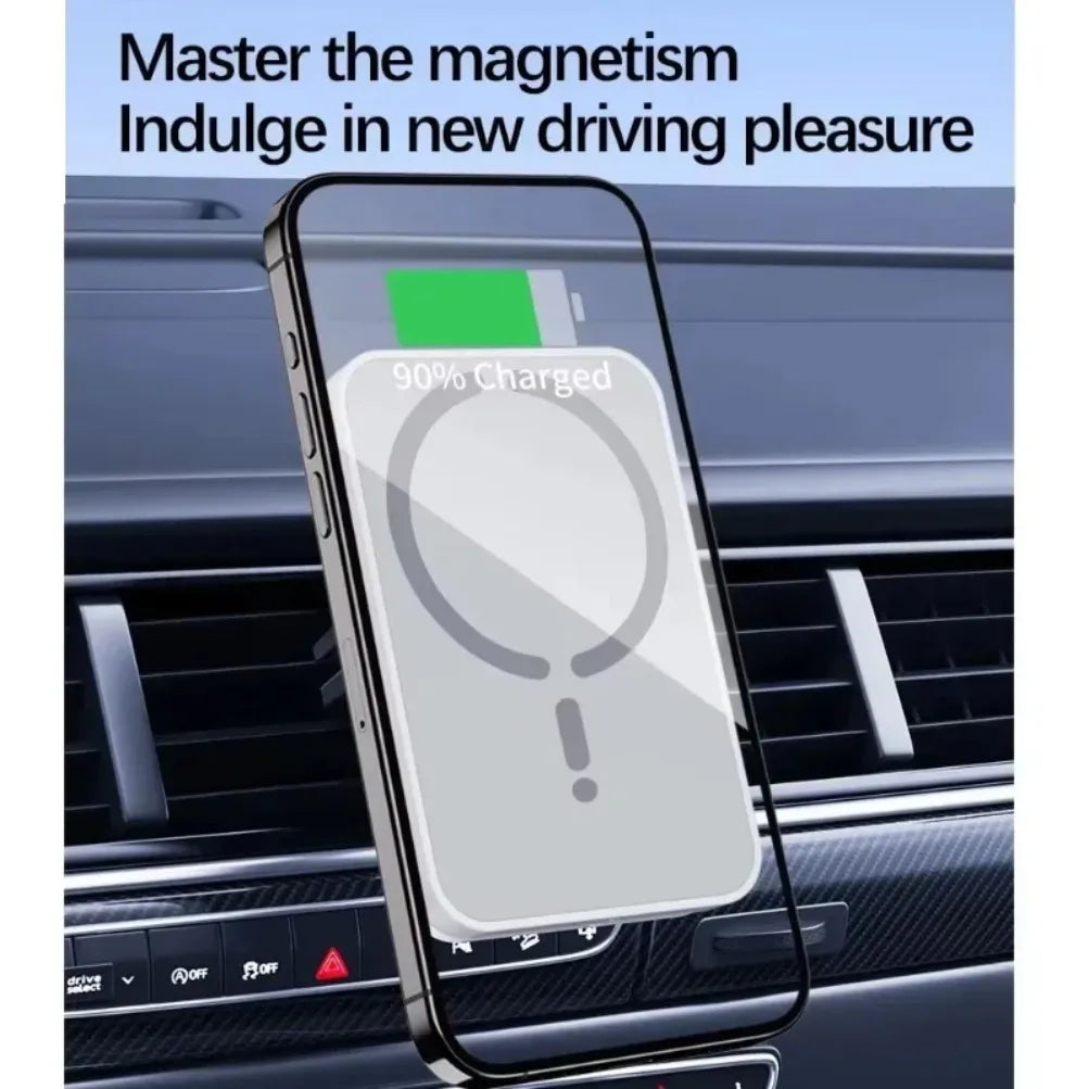Magnetic Wireless Car Phone Mount – MagSafe Compatible, Air Vent, Fast Charging