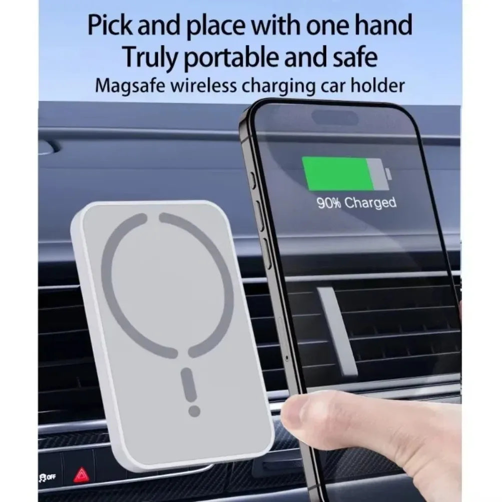 Magnetic Wireless Car Phone Mount – MagSafe Compatible, Air Vent, Fast Charging