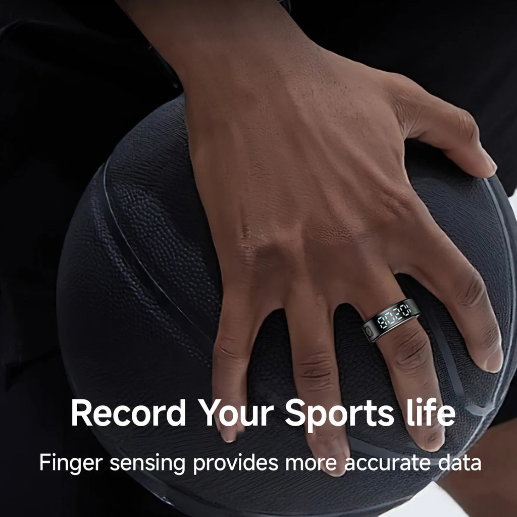 Smart Ring SR08 with LED Display & Charging Case – Sleep & Fitness Tracker