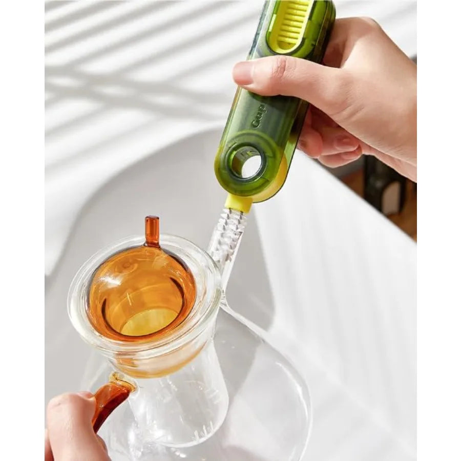 3/6PC Multifunctional 3 In 1 Cup Cleaning Brushes Rotatable Cup Mouth Brush Bottle Cap Brush Household Groove Gap Cleaning Brush