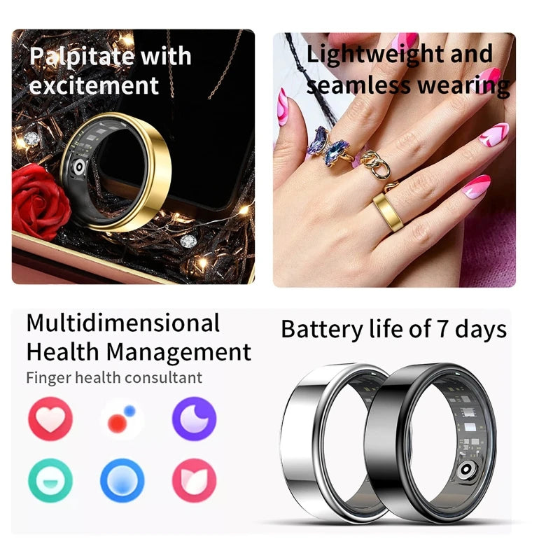 Smart Ring R09 – Heart Rate, Sleep, SpO2 & Stress Tracker, 5ATM Steel