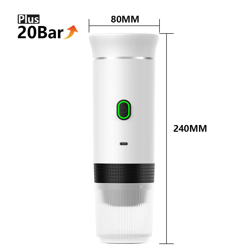 3-in-1 Portable Electric Espresso Maker – Capsules & Ground Coffee, 20 Bar