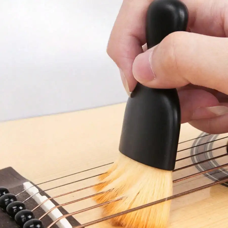 Black Musical Instrument Cleaning Brush With Dense Bristles - Dust & Debris Remover For Piano, Guitar, Bass Guitars - Ergonomic Handle For Hard-To-Reach Areas, Piano Maintenance, String Instrument Cleaner