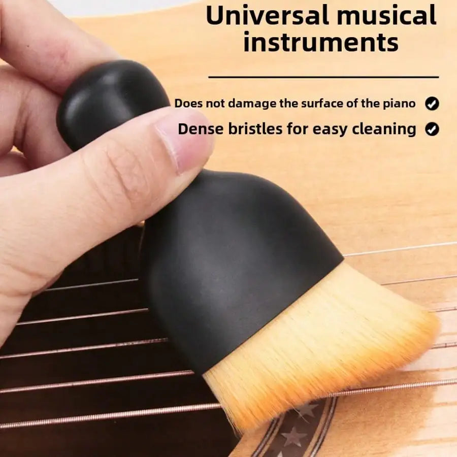 Black Musical Instrument Cleaning Brush With Dense Bristles - Dust & Debris Remover For Piano, Guitar, Bass Guitars - Ergonomic Handle For Hard-To-Reach Areas, Piano Maintenance, String Instrument Cleaner