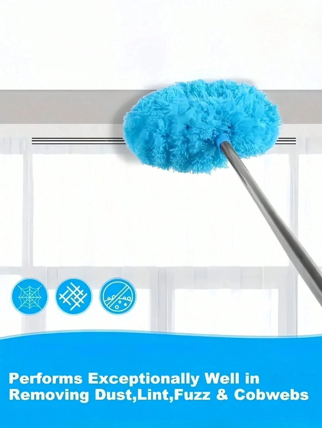Microfiber Ceiling Fan Duster - Reusable Household Cleaning Tool for Ceilings Kitchens Bedrooms Bathrooms Furniture & Car Interiors