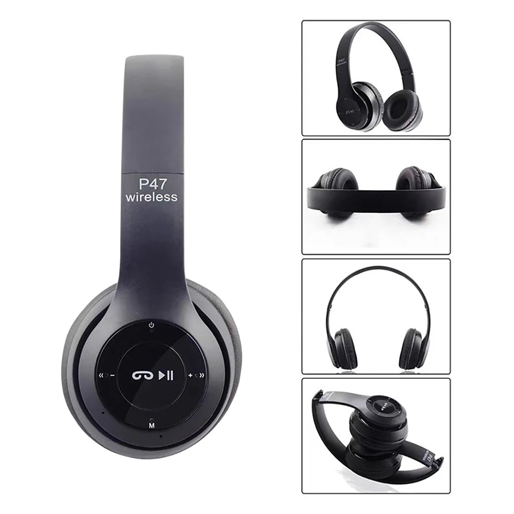 Foldable HiFi Stereo Bluetooth Headphones – Built-in Mic, SD Card Support