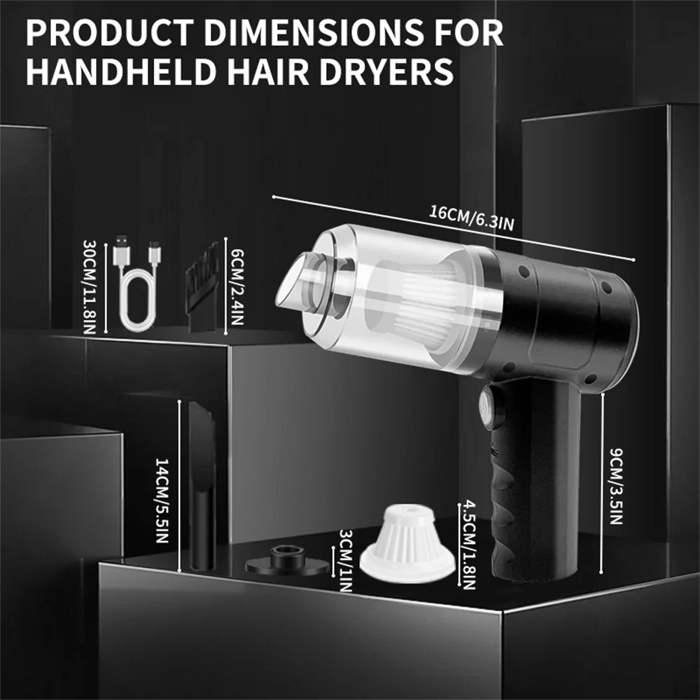 ZyraGear Cordless Handheld Car Vacuum & Air Duster – USB-C, 5-in-1