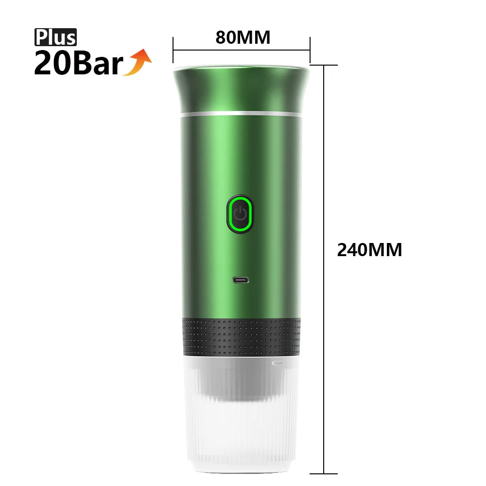 3-in-1 Portable Electric Espresso Maker – Capsules & Ground Coffee, 20 Bar