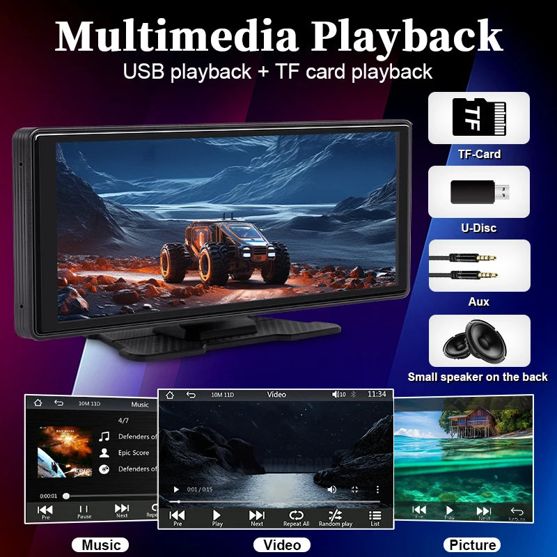 10.26'' Wireless CarPlay & Android Auto Screen – Universal Car Display