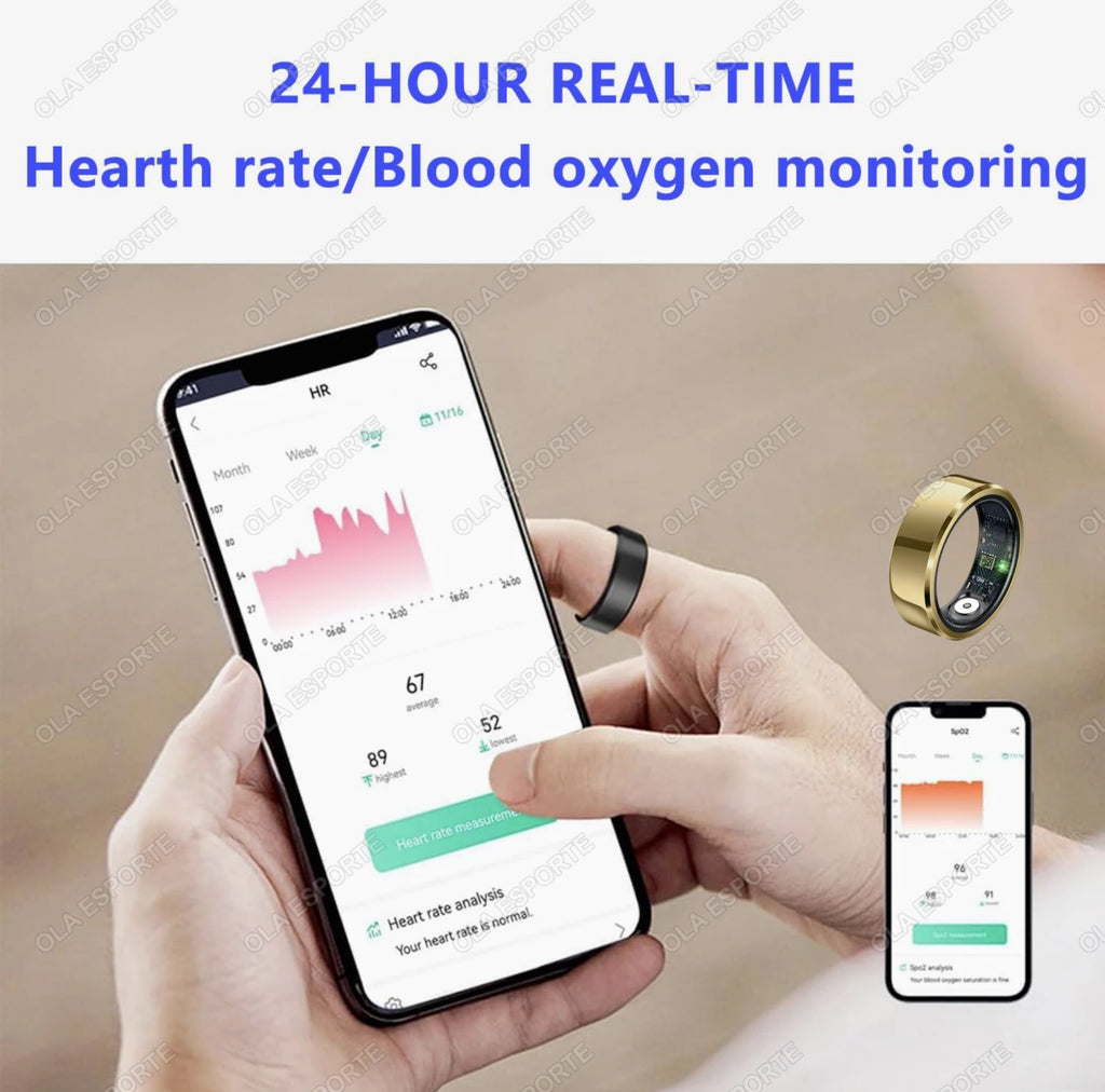 Smart Ring with Blood Pressure, Heart Rate & Sleep Tracker – IP68 5ATM